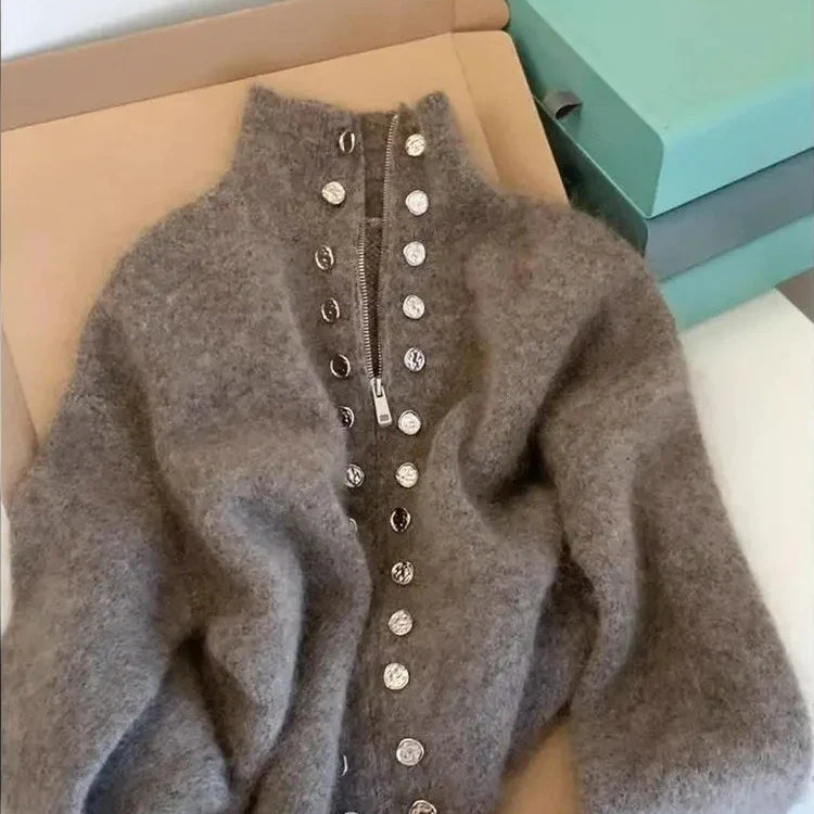 Desideria - Maglione in Pile con Bottoni.